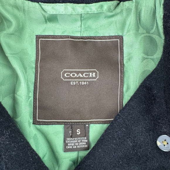 Coach women’s WoolMohair Blend Long Black Belted Pea Coat - Picture 4 of 13